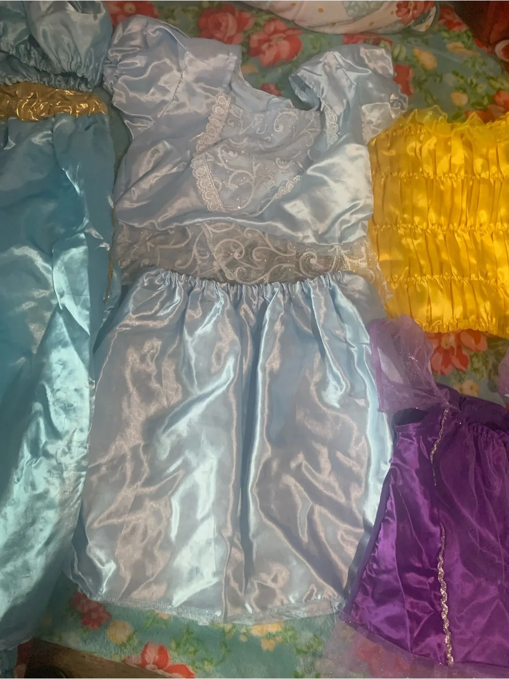 Disney Character Girls Costume Bundle 5 Tops 2 Skirts 1 Harem Pant